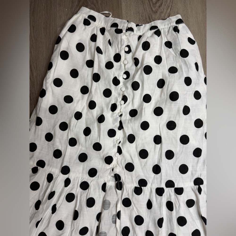 Elegant Black and White Polka Dot A-Line Skirt - Picture 3 of 6